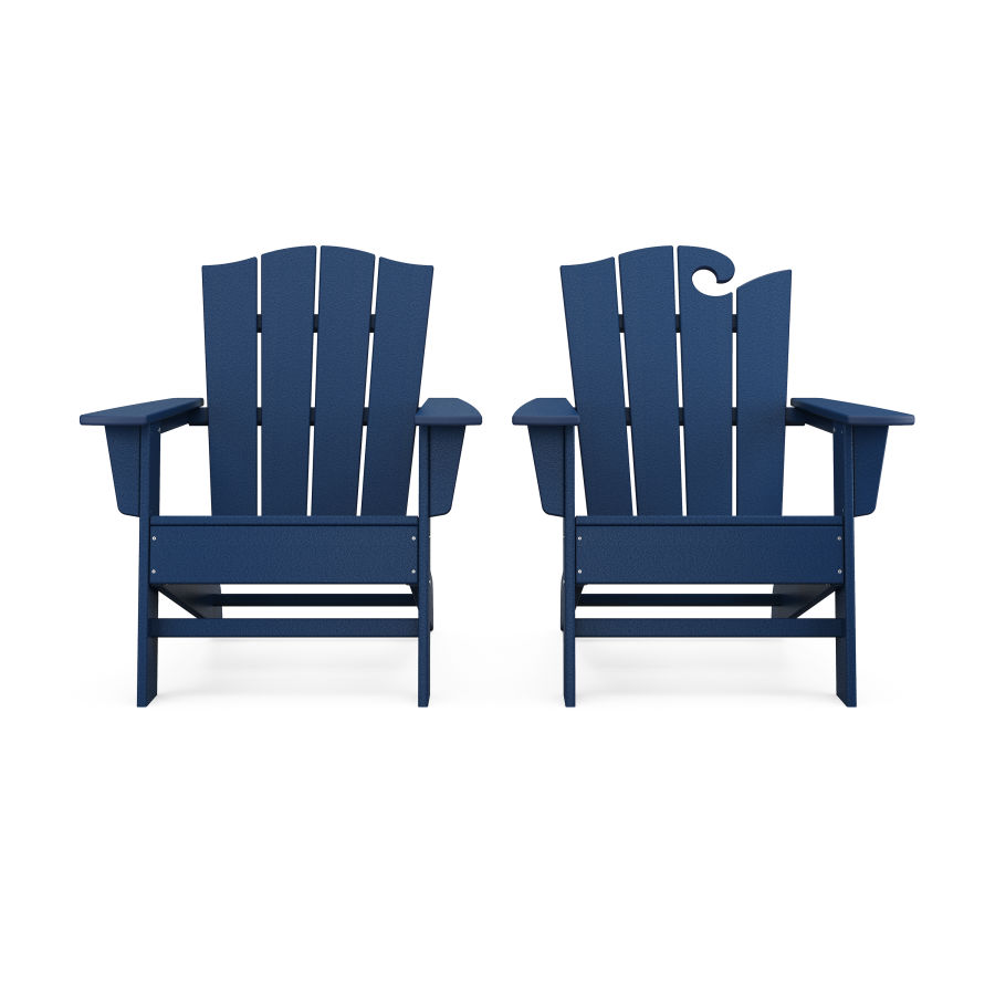 POLYWOOD Wave 2-Piece Adirondack Chair Set with The Crest Chair in Navy