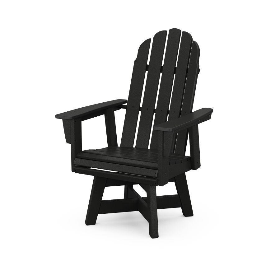 POLYWOOD Vineyard Adirondack Swivel Dining Chair in Black