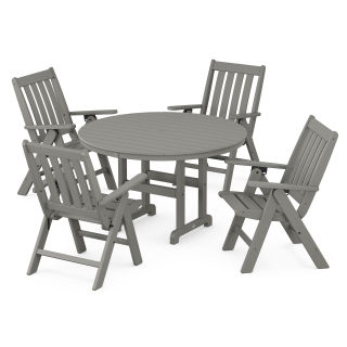 POLYWOOD Vineyard Folding Chair 5-Piece Round Famrhouse Dining Set