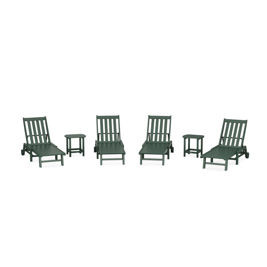 POLYWOOD Vineyard 6-Piece Chaise with Wheels Set in Green