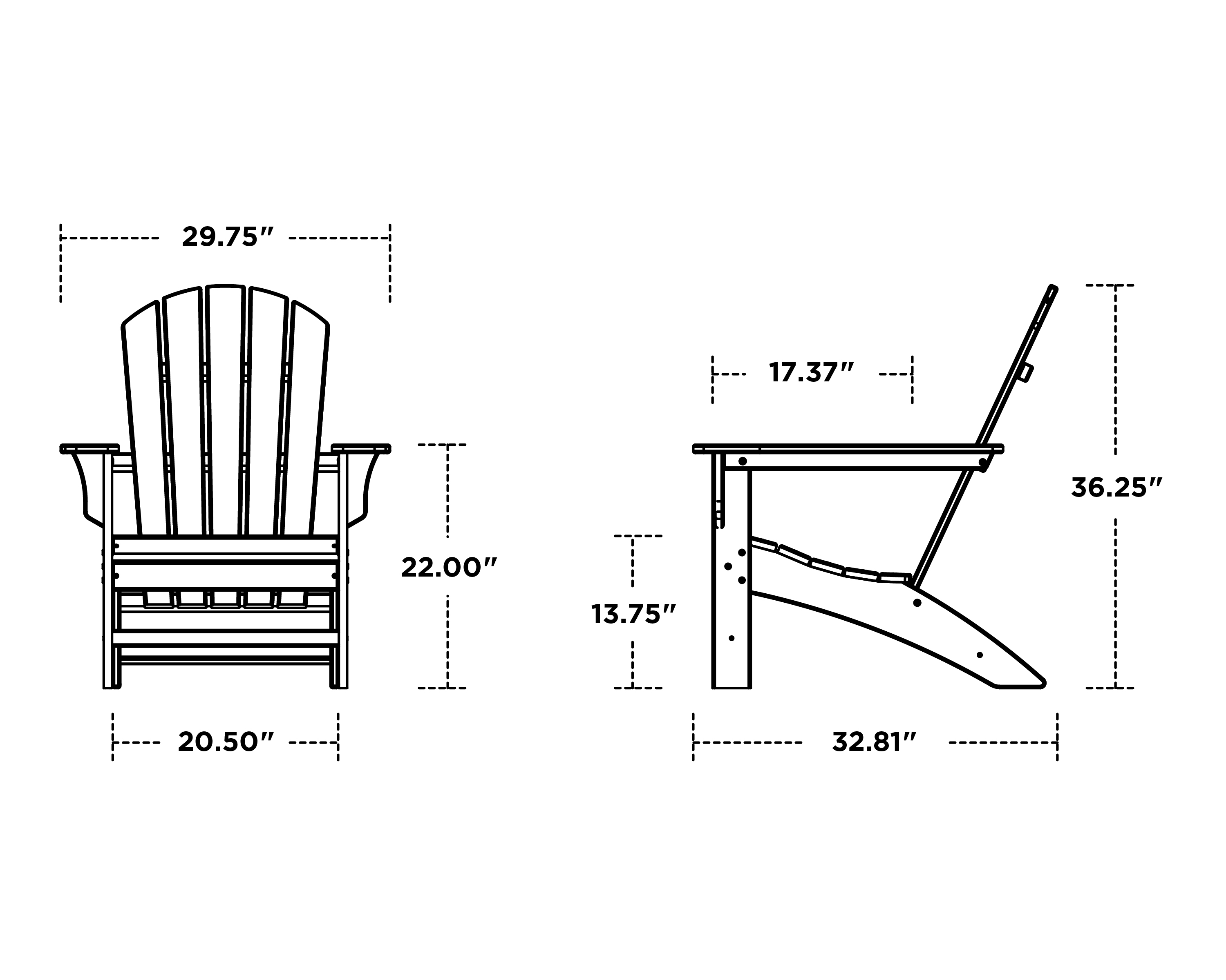 Dimensions for Yacht Club Adirondack Chair