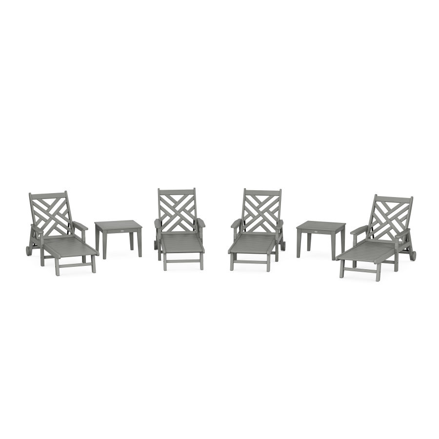 POLYWOOD Chippendale 6-Piece Chaise Set with Arms and Wheels