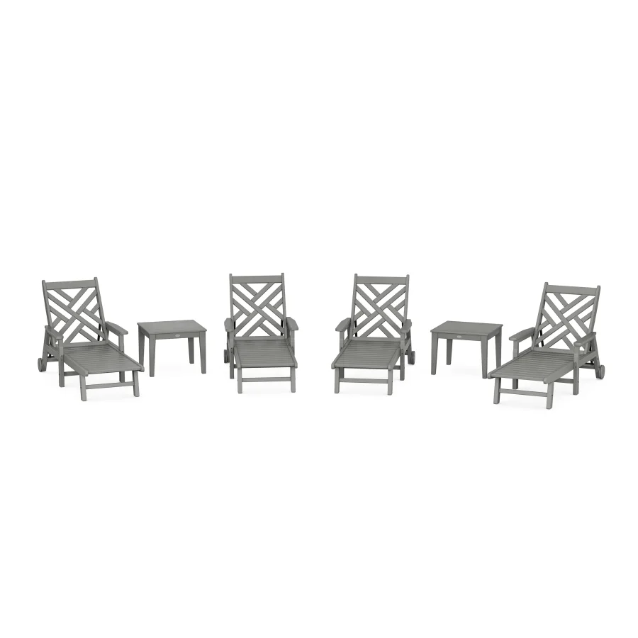 POLYWOOD Chippendale 6-Piece Chaise Set with Arms and Wheels