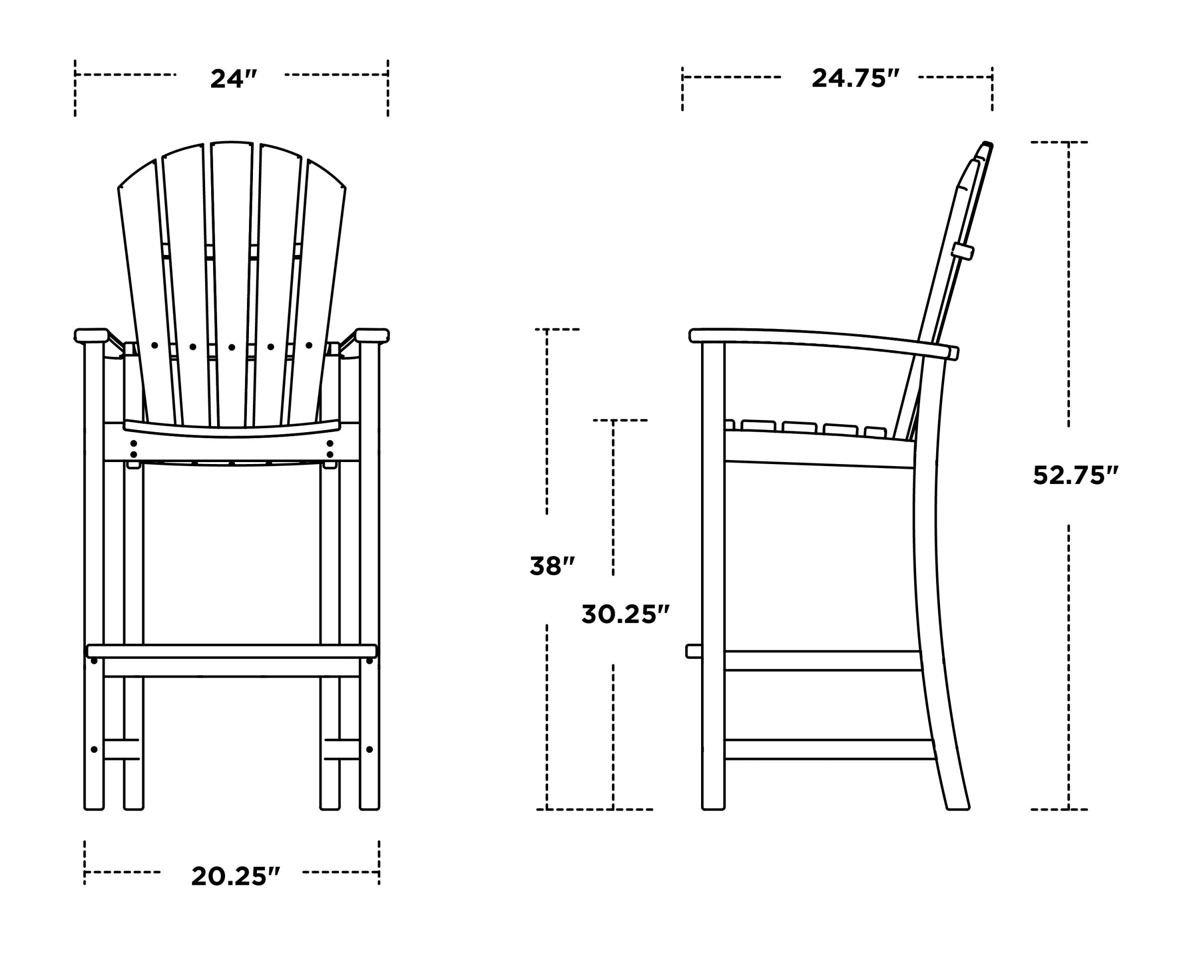 Dimensions for Palm Coast Bar Chair