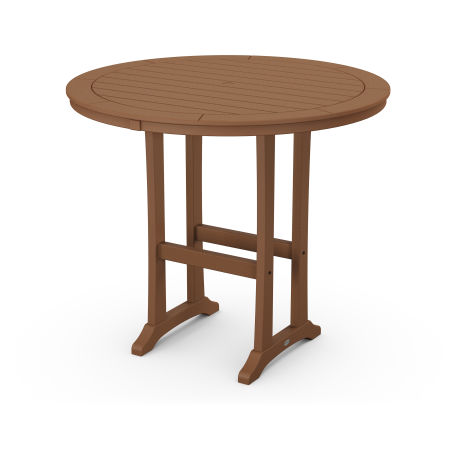 POLYWOOD 48" Round Bar Table in Teak