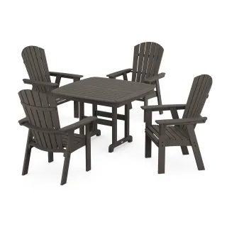 POLYWOOD Nautical Curveback Adirondack 5-Piece Dining Set in Vintage Finish