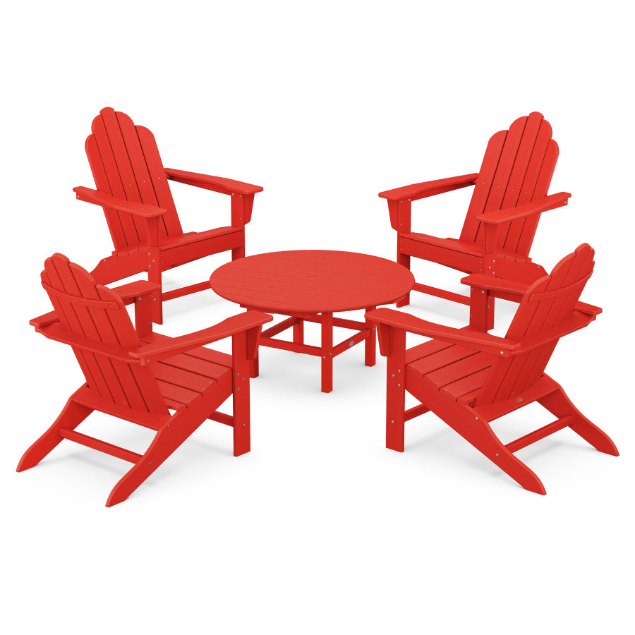 POLYWOOD Long Island Adirondack 5-Piece Conversation Group in Sunset Red
