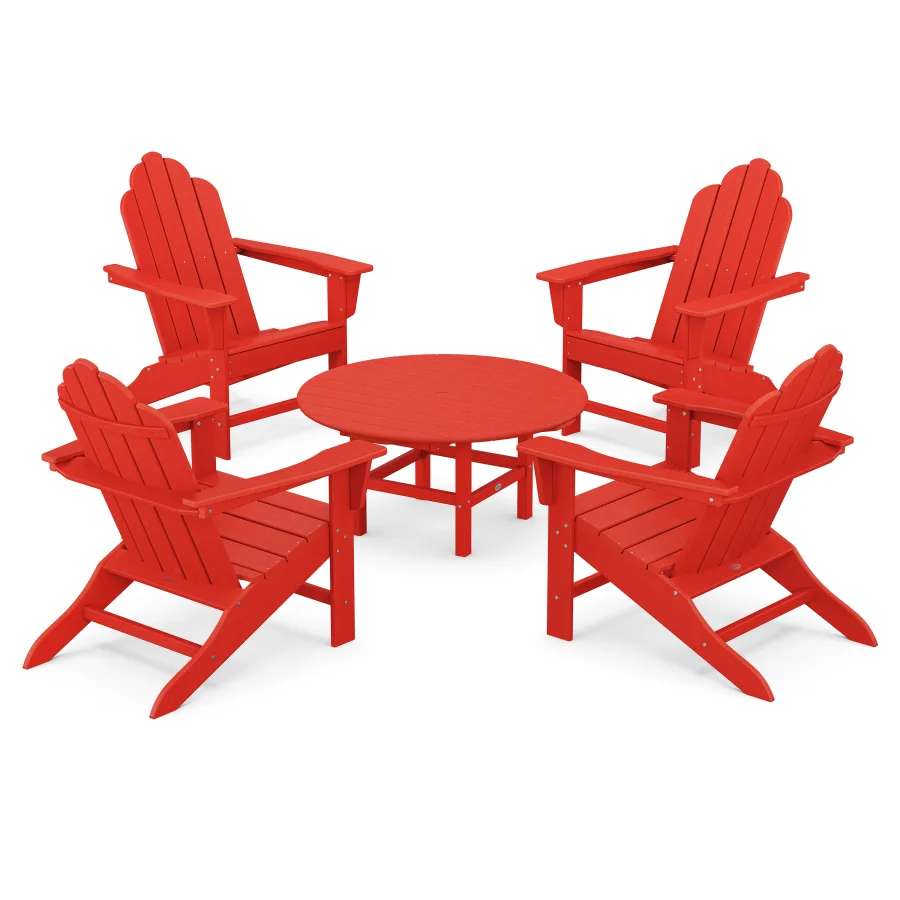 POLYWOOD Long Island Adirondack 5-Piece Conversation Group in Sunset Red