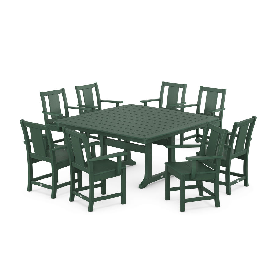 POLYWOOD Prairie 9-Piece Square Dining Set with Trestle Legs in Green