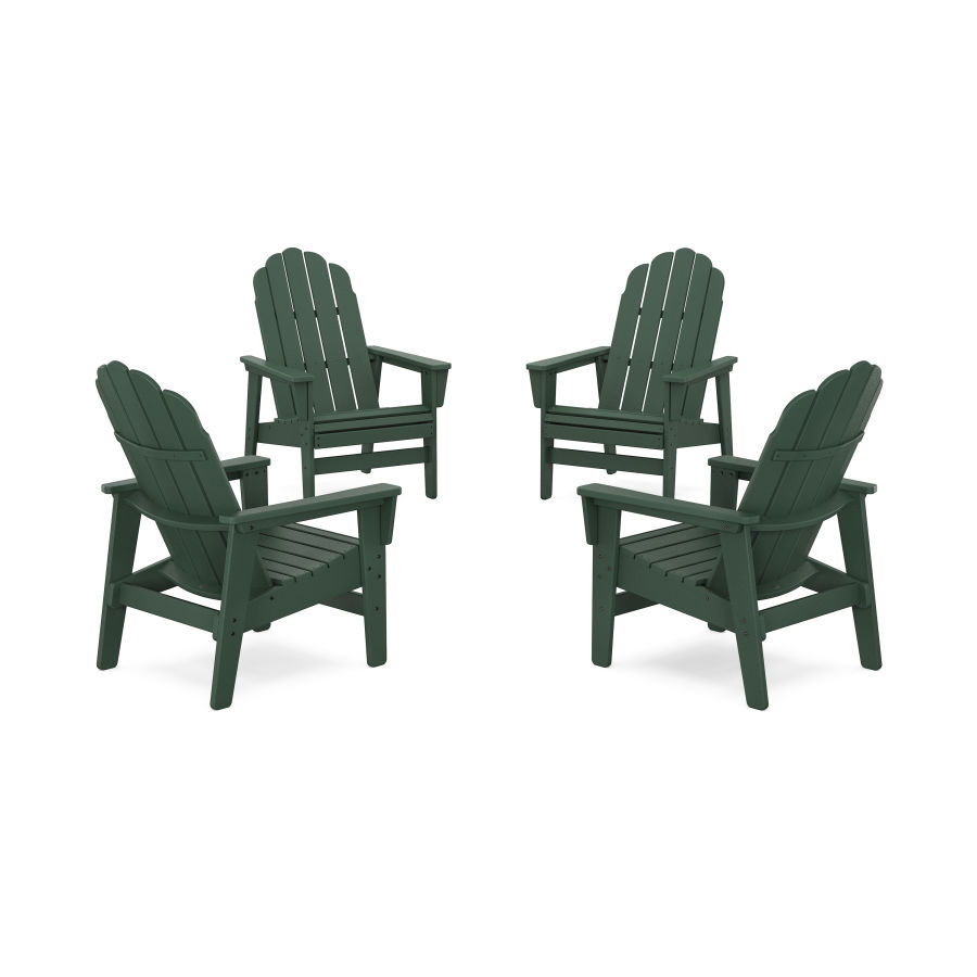 POLYWOOD 4-Piece Vineyard Grand Upright Adirondack Chair Conversation Set in Green