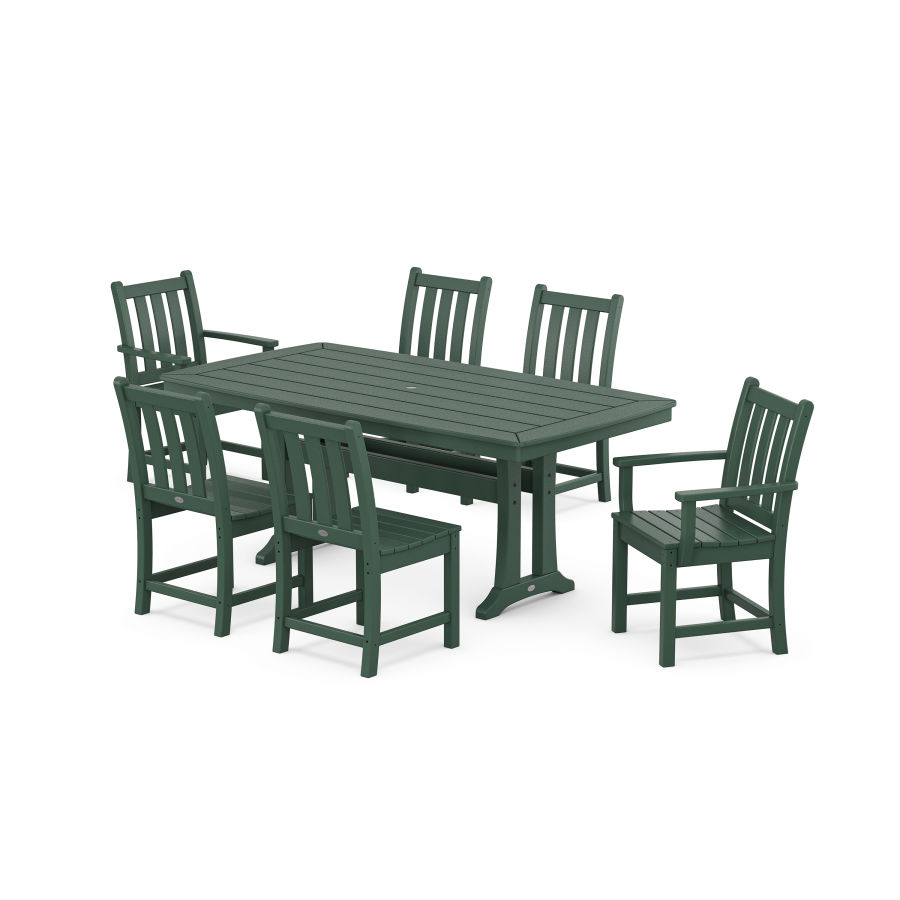 POLYWOOD Traditional Garden 7-Piece Dining Set with Trestle Legs in Green