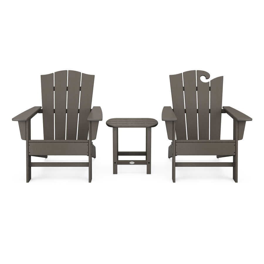 POLYWOOD Wave Collection 3-Piece Set in Vintage Finish