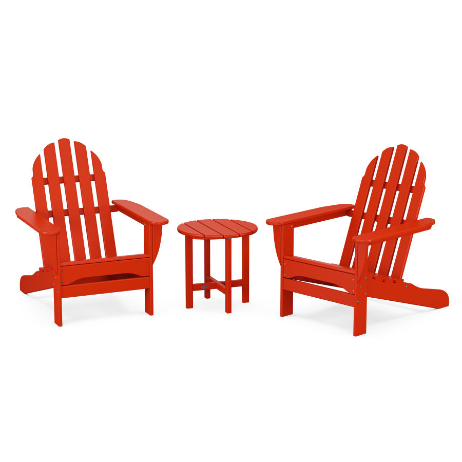 POLYWOOD Classic Adirondack 3-Piece Set in Sunset Red