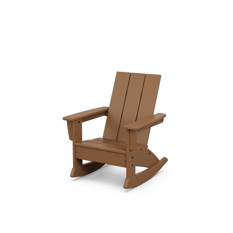 POLYWOOD Kids Modern Adirondack Rocking Chair in Teak