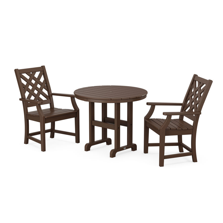 POLYWOOD Wovendale 3-Piece Farmhouse Dining Set in Mahogany