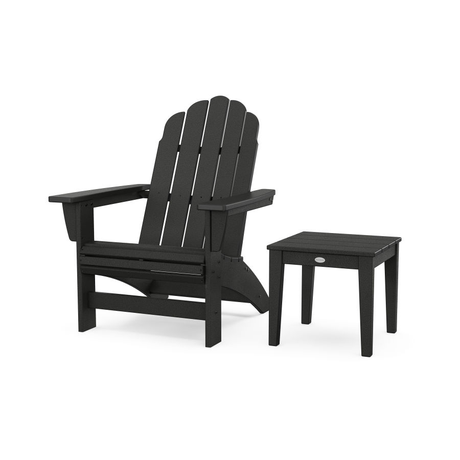 POLYWOOD Vineyard Grand Adirondack Chair with Side Table in Black
