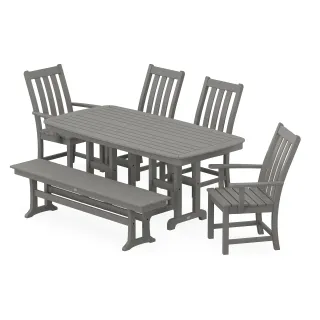 POLYWOOD Vineyard 6-Piece Dining Set with Bench