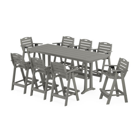 POLYWOOD Nautical 9-Piece Farmhouse Bar Set with Trestle Legs