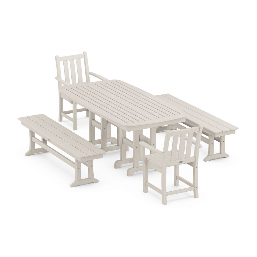 POLYWOOD Traditional Garden 5-Piece Dining Set in Sand