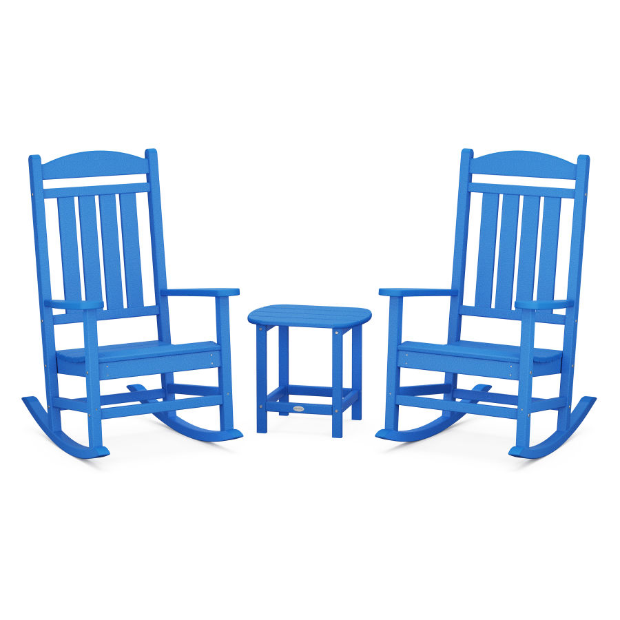 POLYWOOD Presidential Rocking Chair 3-Piece Set in Pacific Blue
