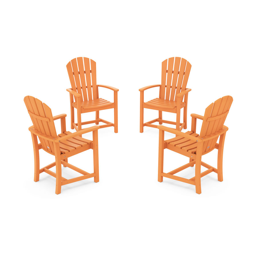 POLYWOOD Palm Coast 4-Piece Upright Adirondack Conversation Set in Tangerine