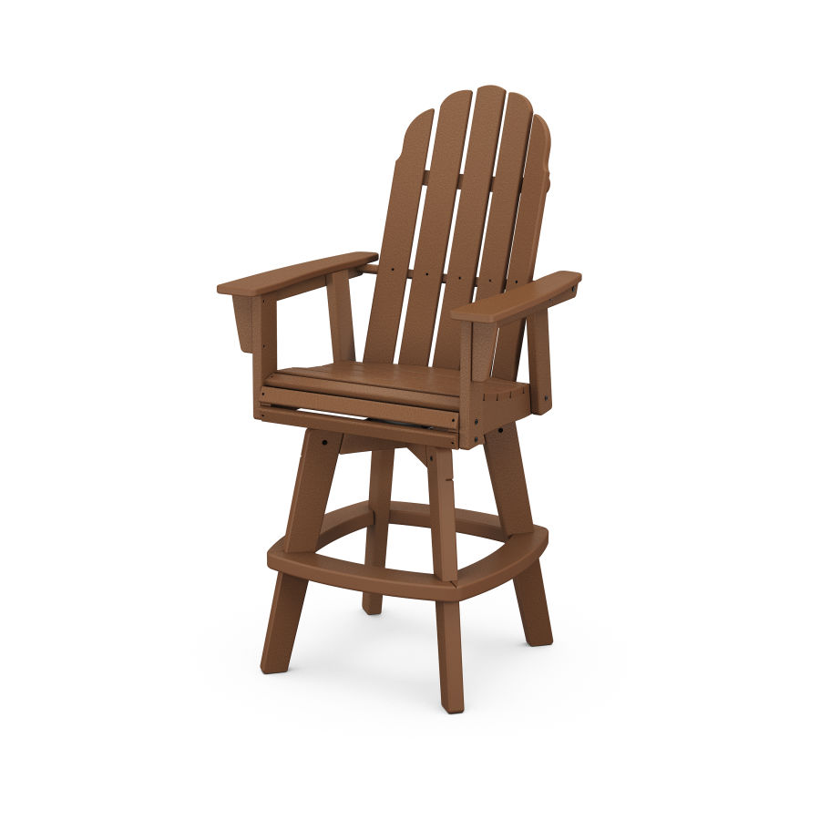 POLYWOOD Vineyard Adirondack Swivel Bar Chair in Teak