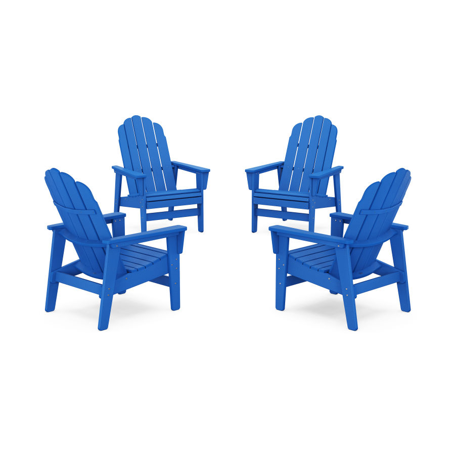 POLYWOOD 4-Piece Vineyard Grand Upright Adirondack Chair Conversation Set in Pacific Blue
