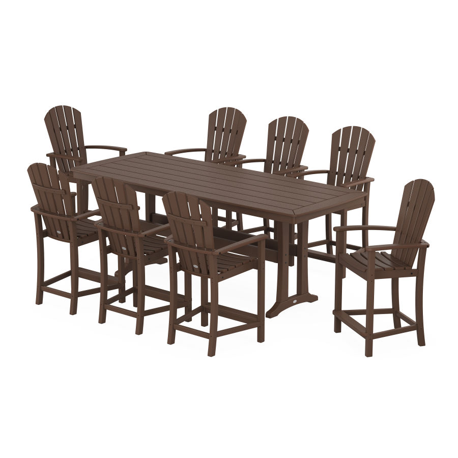 POLYWOOD Palm Coast 9-Piece Counter Set with Trestle Legs in Mahogany