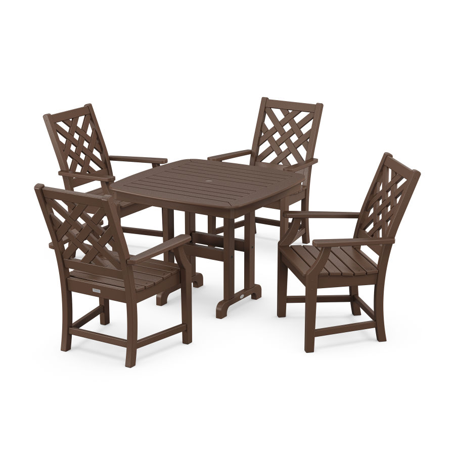 POLYWOOD Wovendale 5-Piece Dining Set in Mahogany