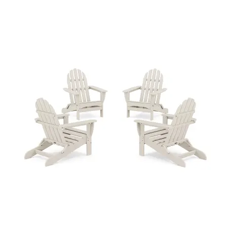 POLYWOOD Classics 4-Piece Folding Adirondack Conversation Set in Sand