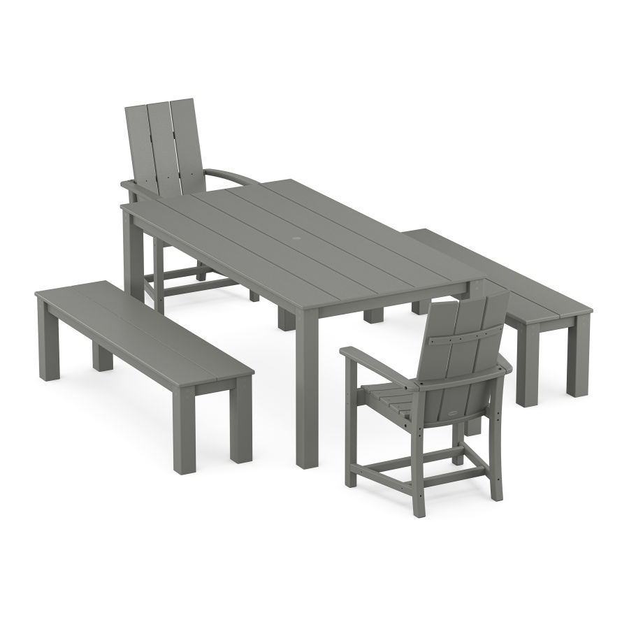 POLYWOOD Modern Adirondack 5-Piece Parsons Dining Set with Benches