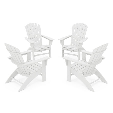 4-Piece Nautical Curveback Adirondack Chair Conversation Set in White