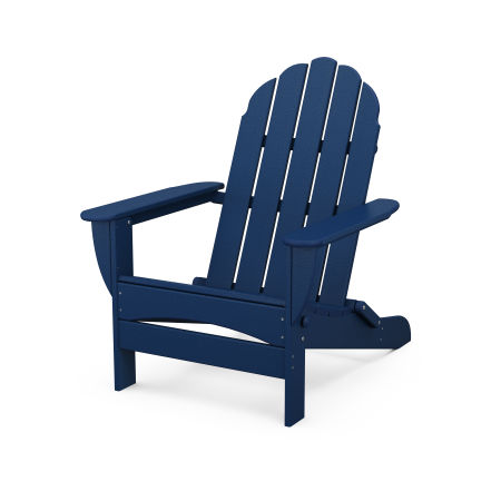 POLYWOOD Classic Oversized Folding Adirondack Chair in Navy