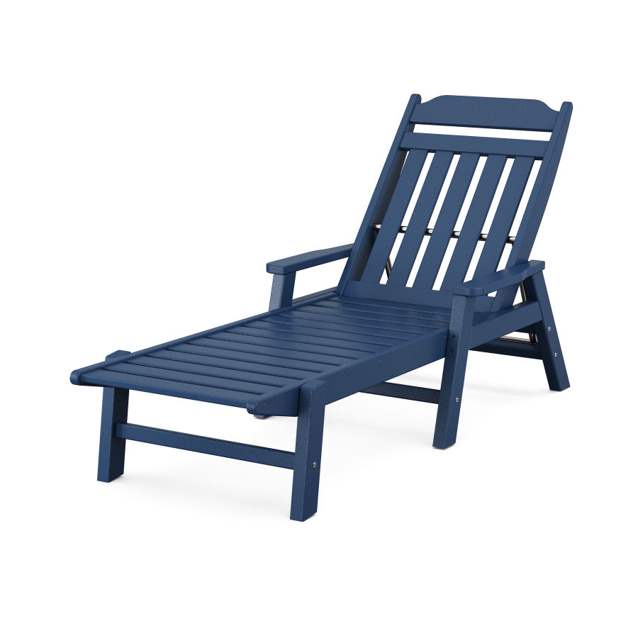POLYWOOD Country Living Chaise with Arms in Navy