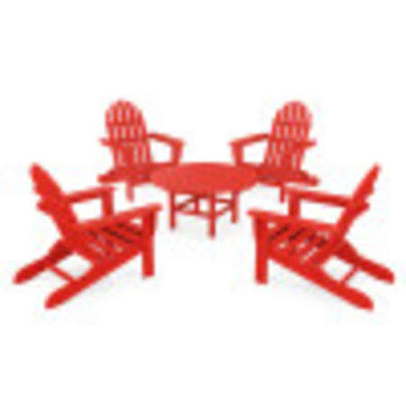 Classic Folding Adirondack 5-Piece Conversation Group in Sunset Red