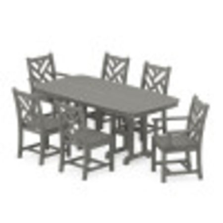 Chippendale 7-Piece Dining Set in Slate Grey