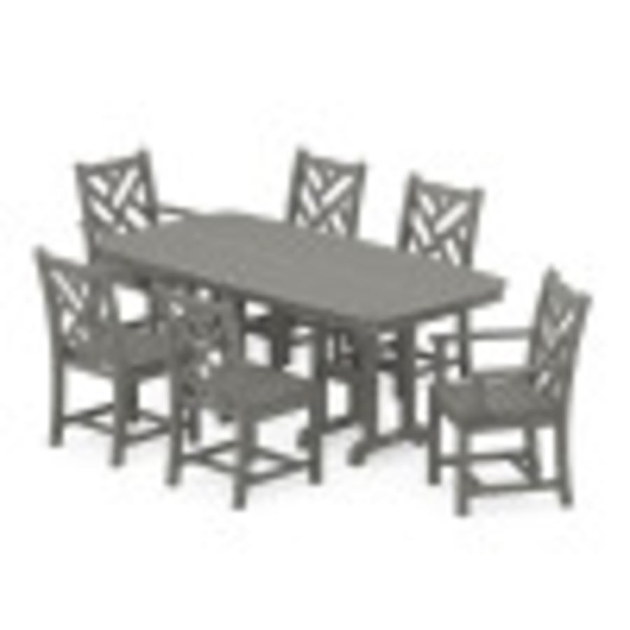 POLYWOOD Chippendale 7-Piece Dining Set in Slate Grey