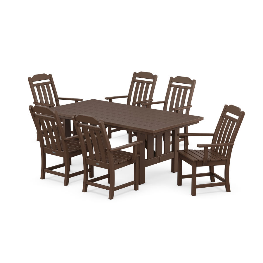 POLYWOOD Country Living Arm Chair 7-Piece Mission Dining Set in Mahogany