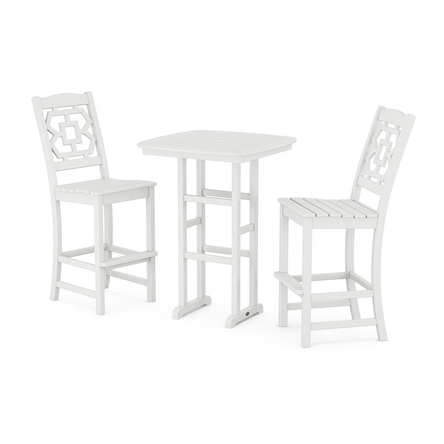 POLYWOOD Chinoiserie 3-Piece Bar Set in White