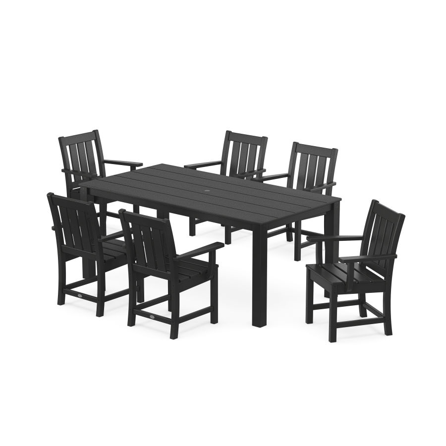 POLYWOOD Oxford Arm Chair 7-Piece Parsons Dining Set in Black