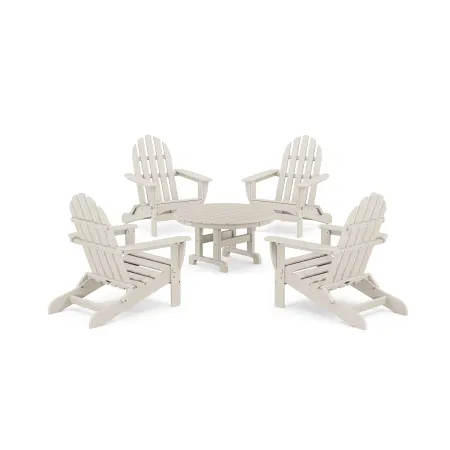 POLYWOOD Classics 5-Piece Folding Adirondack Conversation Set in Sand