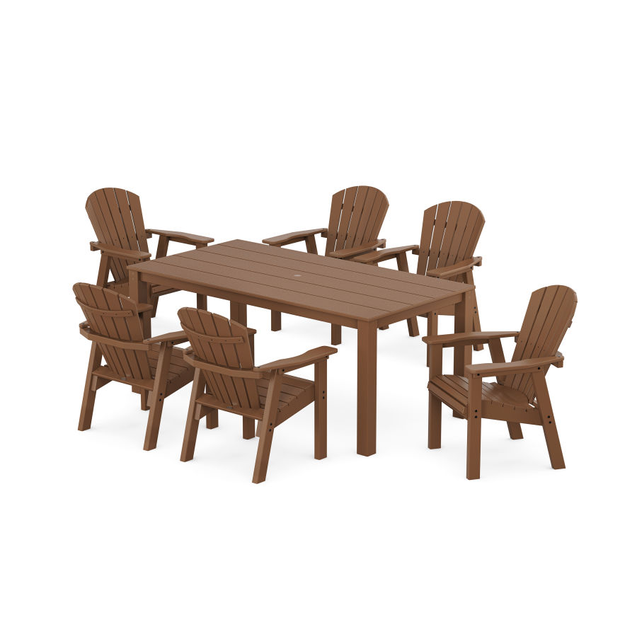 POLYWOOD Seashell 7-Piece Parsons Dining Set in Teak