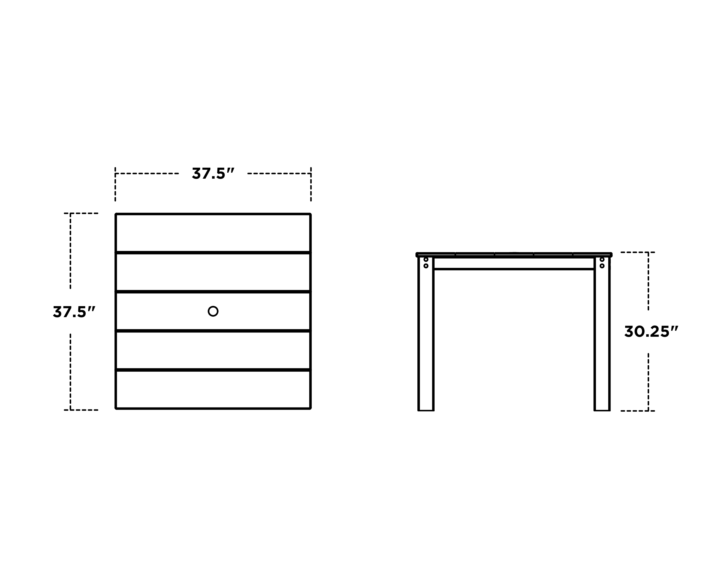 Dimensions for Parsons 38" Square Dining Table