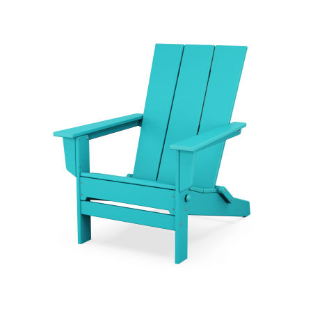 POLYWOOD Modern Studio Folding Adirondack Chair in Aruba