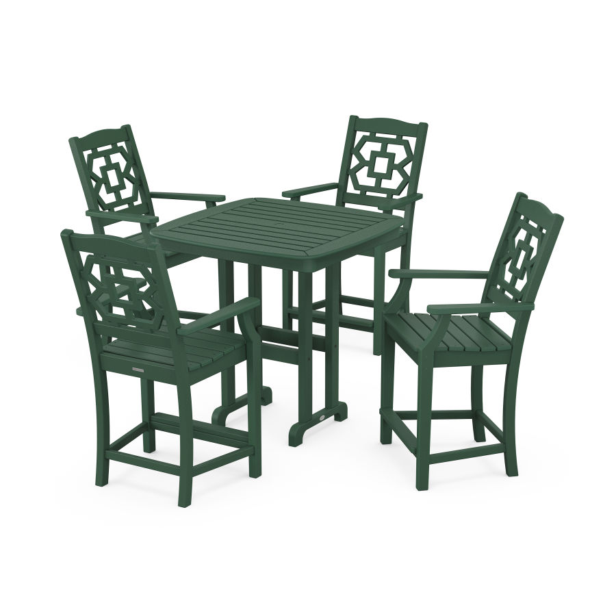 POLYWOOD Chinoiserie 5-Piece Counter Set in Green