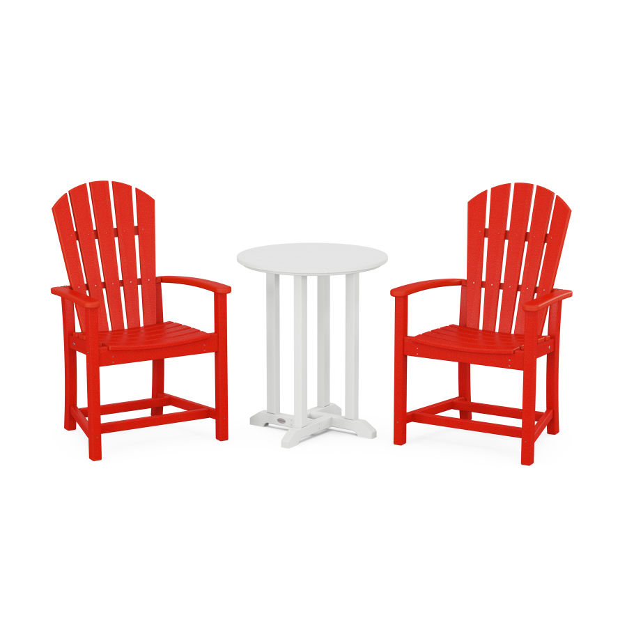 POLYWOOD Palm Coast 3-Piece Round Dining Set in Sunset Red