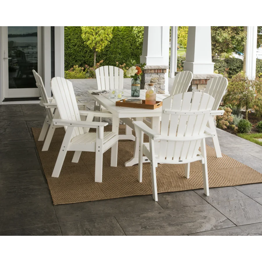 Nautical Curveback Adirondack 7-Piece Dining Set with Trestle Legs