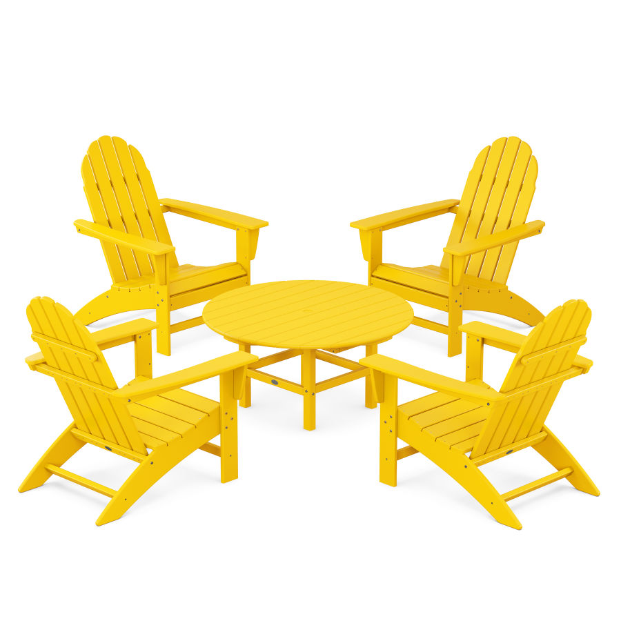 POLYWOOD Vineyard 5-Piece Adirondack Chair Conversation Set in Lemon