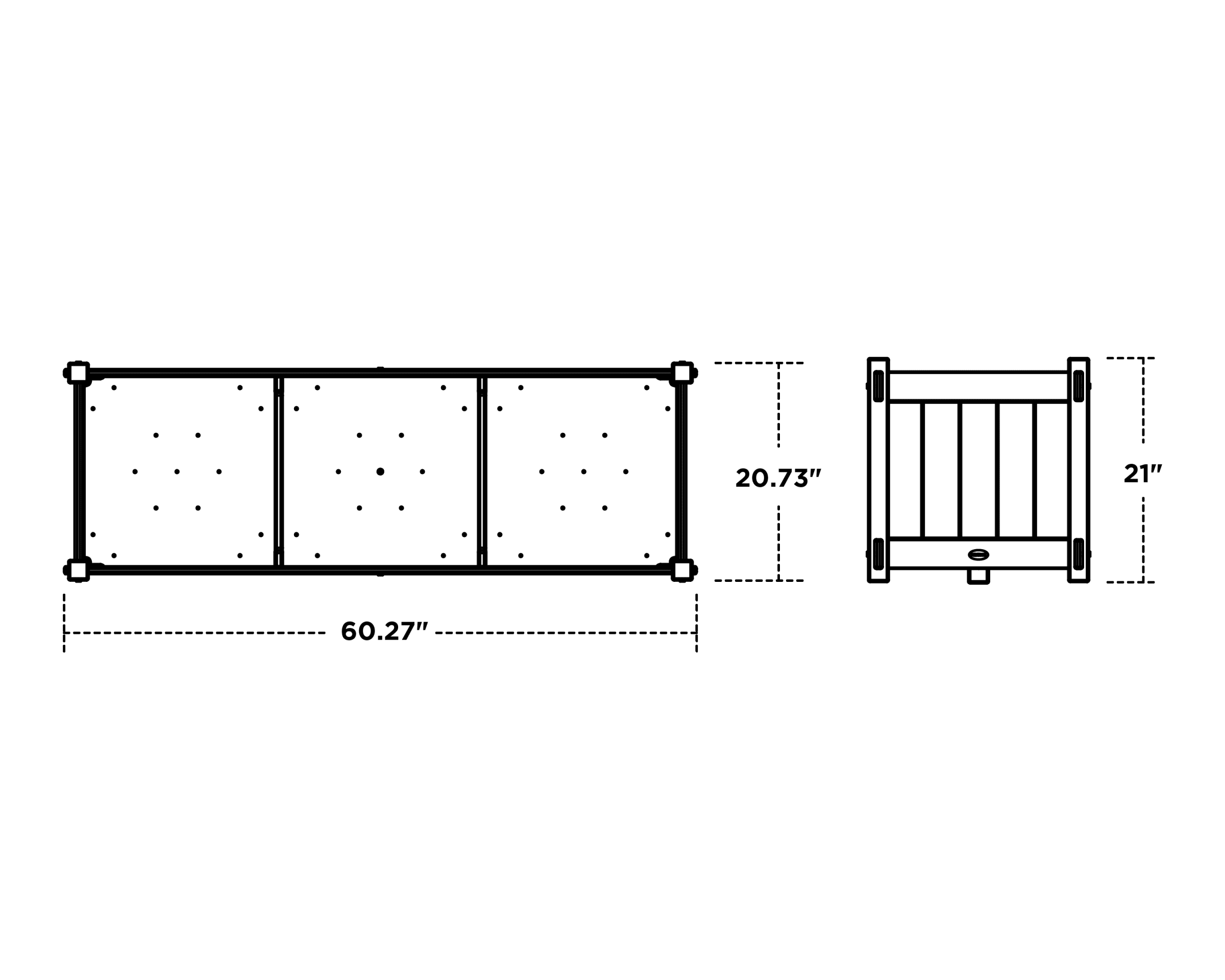 Dimensions for Vineyard Large Rectangle Triple Planter Box