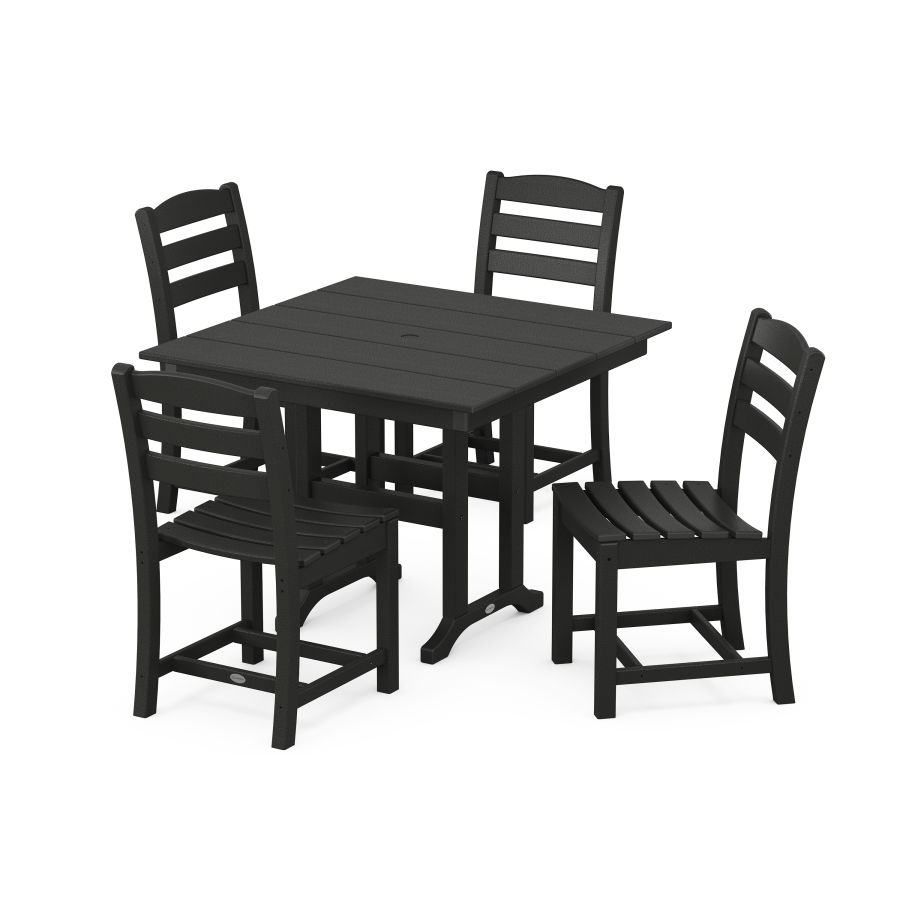POLYWOOD La Casa Café Side Chair 5-Piece Farmhouse Dining Set in Black
